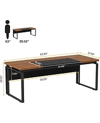 Tribesigns 63" Modern Conference Table with Splicing Board, 5FT Meeting Tables for Home Office, Business Training Seminar Stylish Meta