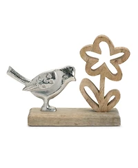 Slickblue Decorative Bird and Flower on Base Elegant Home Decor Accent (Set of 2)