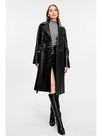 Women's Leather Trench Coat, Black
