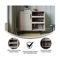 Aloise Bar And Sideboard With Storage Cabinet, Hanging Stemware Holders And Bottle Storage