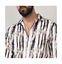 Men's Beige & Black Ombre Strokes Shirt