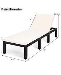 Gymax 2PCS Cushioned Patio Rattan Chaise Lounge Chair Recliner w/ Adjustable Height