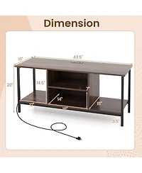 Sugift Tv Stand Entertainment Center with Open Storage Shelves and Power Outlets to 50 Inches
