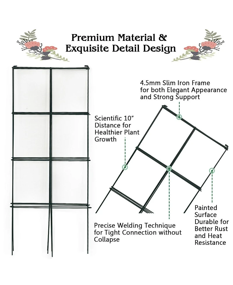 Vebreda 4 Pack Garden Trellis for Climbing Plants for Flower Vegetable