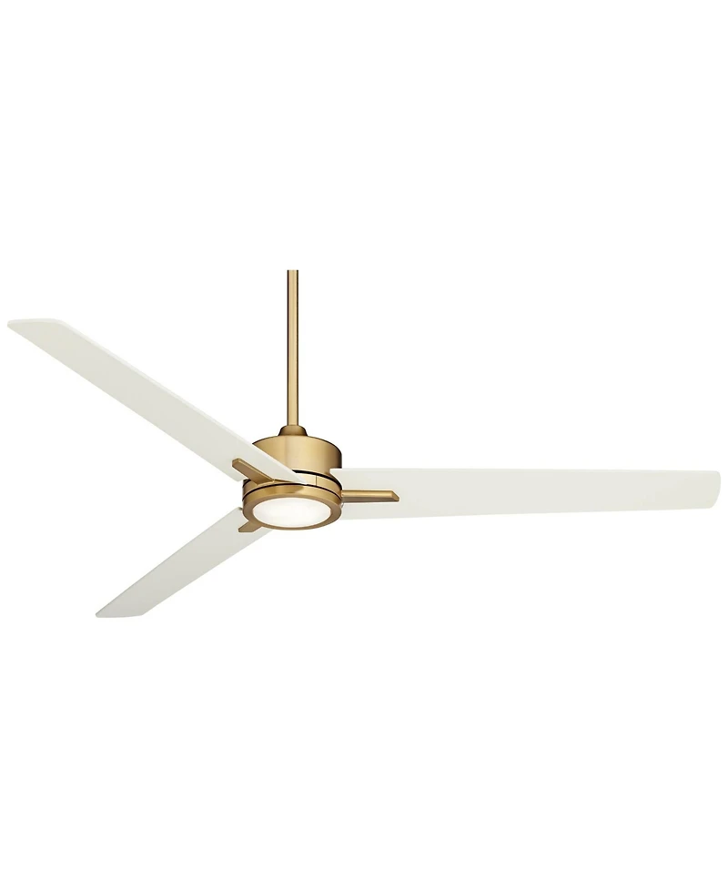 Casa Vieja 60" Monte Largo Modern Indoor Ceiling Fan 3 Blade Led Light Remote Control Soft Brass Finish Bedroom Living Room