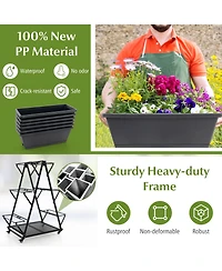 3-Tier Vertical Raised Garden Bed with 4 Wheels and 6 Container Boxes