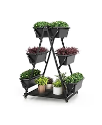 3-Tier Vertical Raised Garden Bed with 4 Wheels and 6 Container Boxes