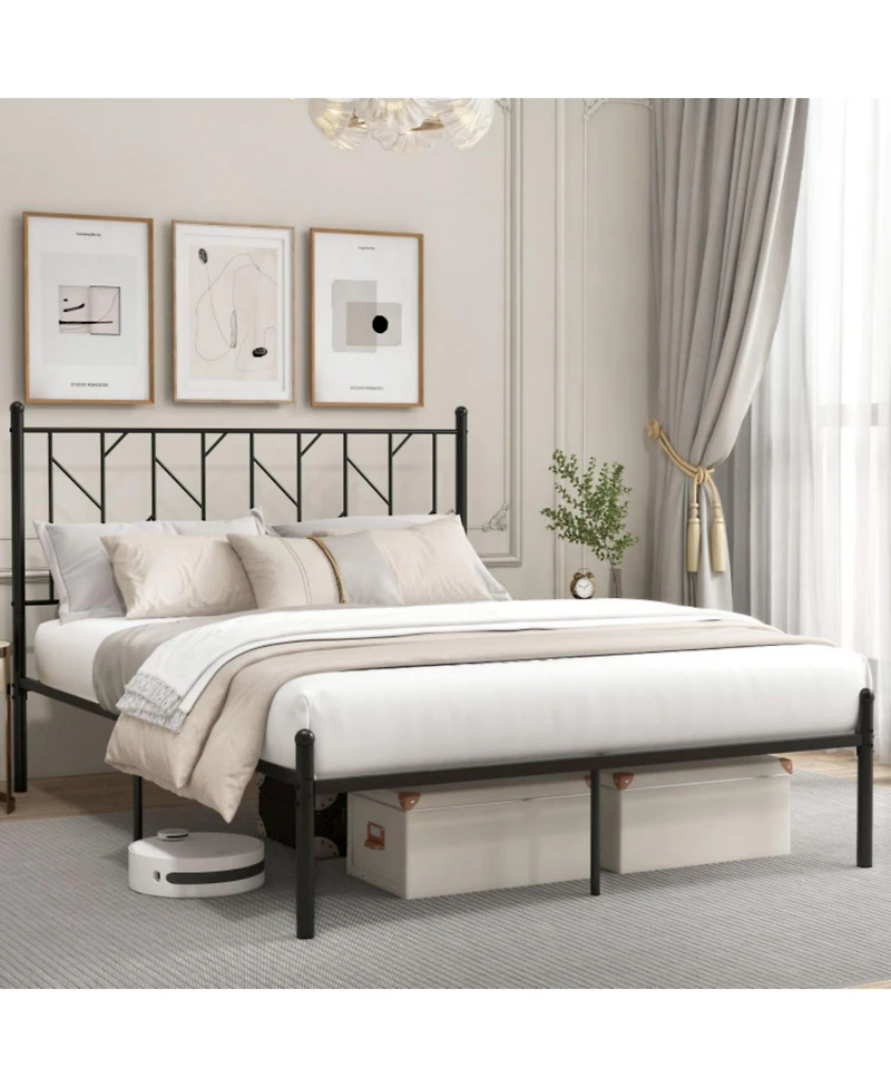 Sugift Queen Size Platform Bed Frame with Sturdy Metal Slat Support