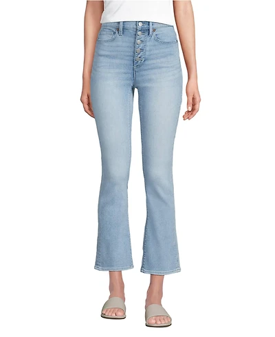 Lands' End Women's Recover High Rise Button Front Kick Flare Crop Jeans