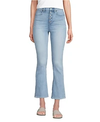 Lands' End Women's Recover High Rise Button Front Kick Flare Crop Jeans
