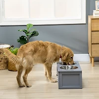 PawHut Elevated Dog Bowls with Storage, 2 Stainless Steel Bowls for M Dogs