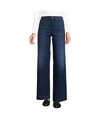 Lands' End Women's Tall Recover High Rise Wide Leg Blue Jeans