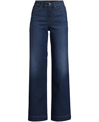 Lands' End Women's Tall Recover High Rise Wide Leg Blue Jeans