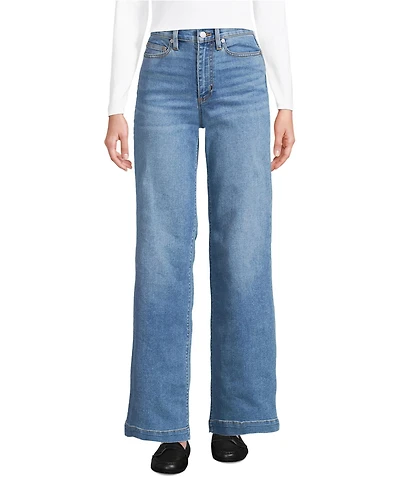 Lands' End Women's Tall Recover High Rise Wide Leg Blue Jeans