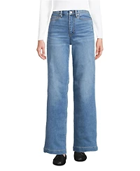 Lands' End Women's Tall Recover High Rise Wide Leg Blue Jeans