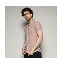 Campus Sutra Men's Brown Self-Design Buffalo Check Shirt