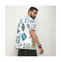 Men's Chalk White Mesh Aztec Shirt