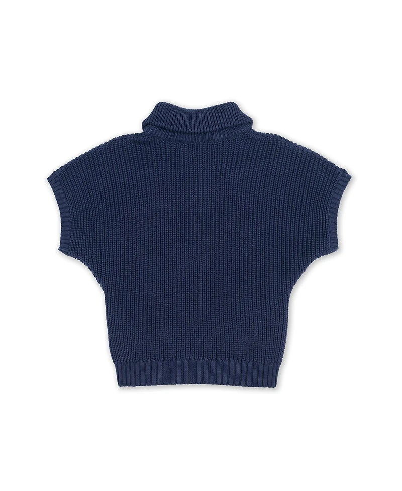 Hope & Henry Girls Organic Spread Collar Short Sleeve Sweater