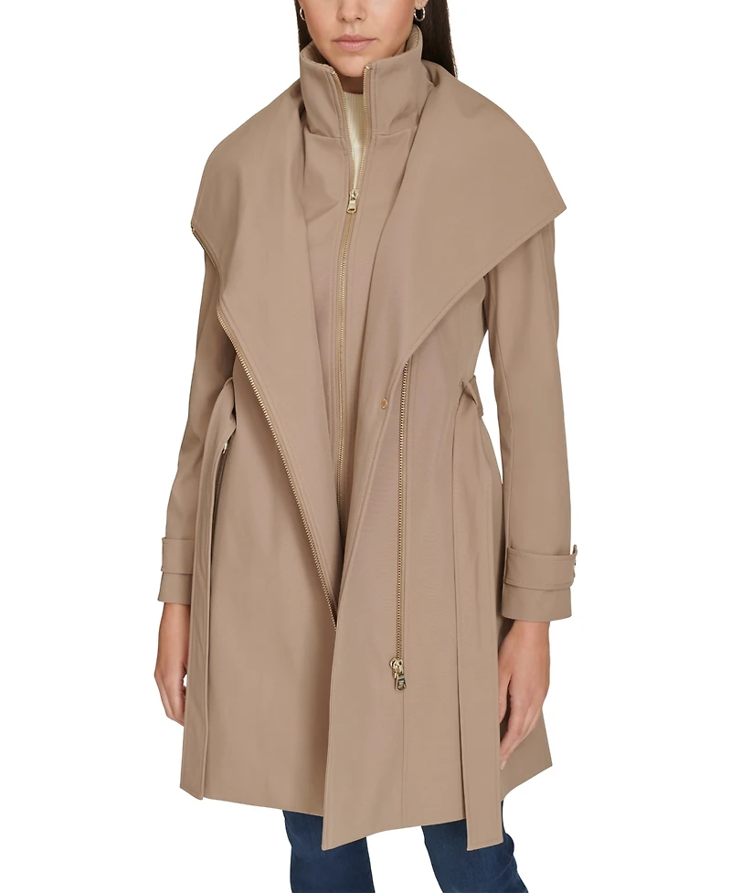 Calvin Klein Petite Belted Long-Sleeve Wrap Coat