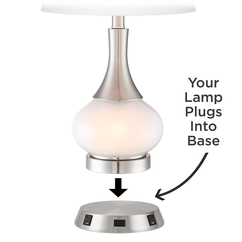 360 Lighting Modern Table Lamp with Usb and Ac Power Outlet Workstation Charging Base 26.25" High Fillable Clear Glass Drum Shade Living Room