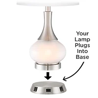 360 Lighting Modern Table Lamp with Usb and Ac Power Outlet Workstation Charging Base 26.25" High Fillable Clear Glass Drum Shade Living Room