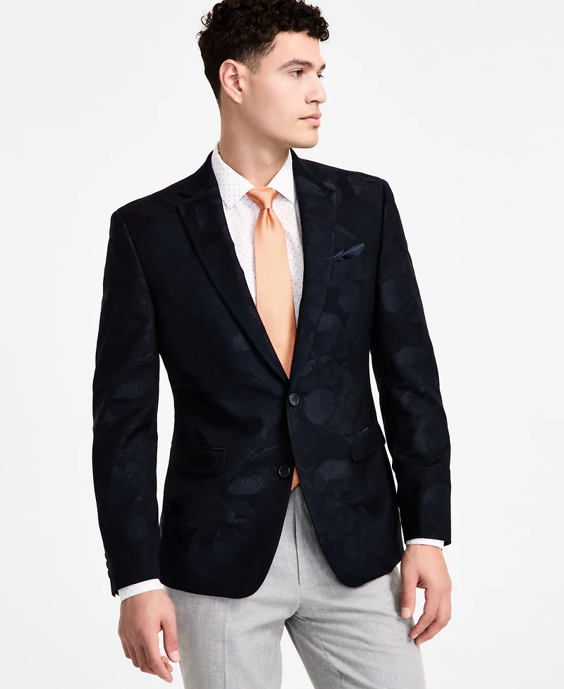 Bar Iii Men's Slim-Fit Jacquard-Floral Evening Jacket, Created for Macy's