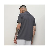 Men's Charcoal Grey Self-Design Block Shirt