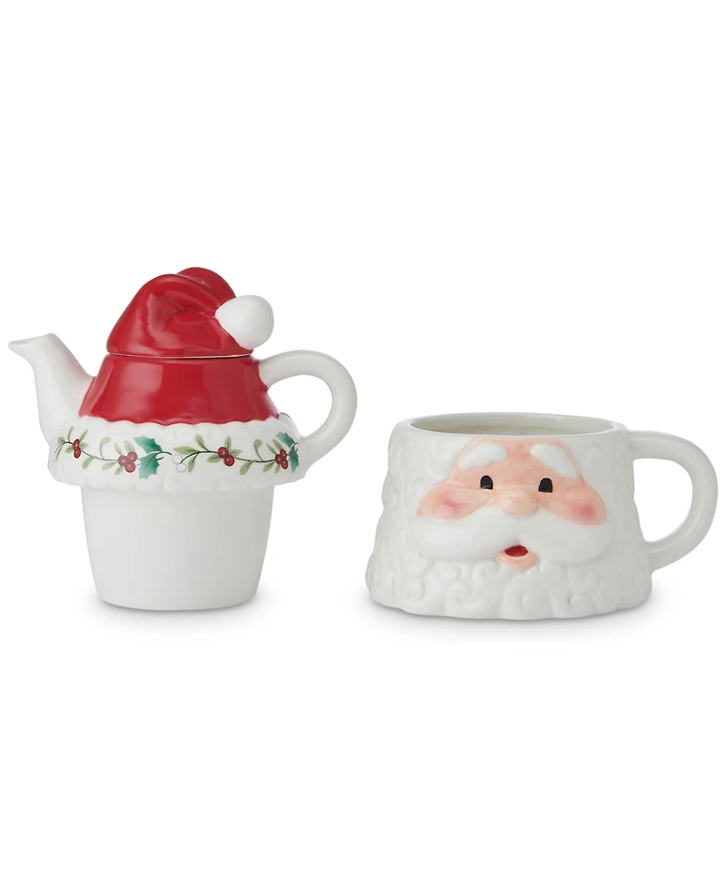 Winterberry Santa Teapot & Tea Mug for One