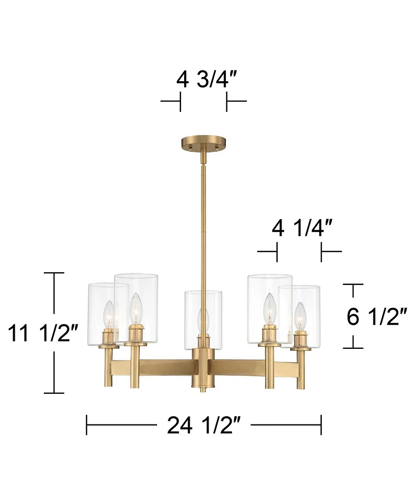 Possini Euro Design Lantico Gold Pendant Chandelier 24 1/2" Wide Modern Clear Glass 5-Light Fixture for Dining Room House Foyer Kitchen Island Be