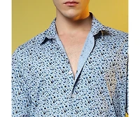 Men's Prussian Blue Micro Floral Shirt