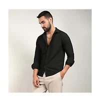 Men's Midnight Black Embossed Graph Check Shirt