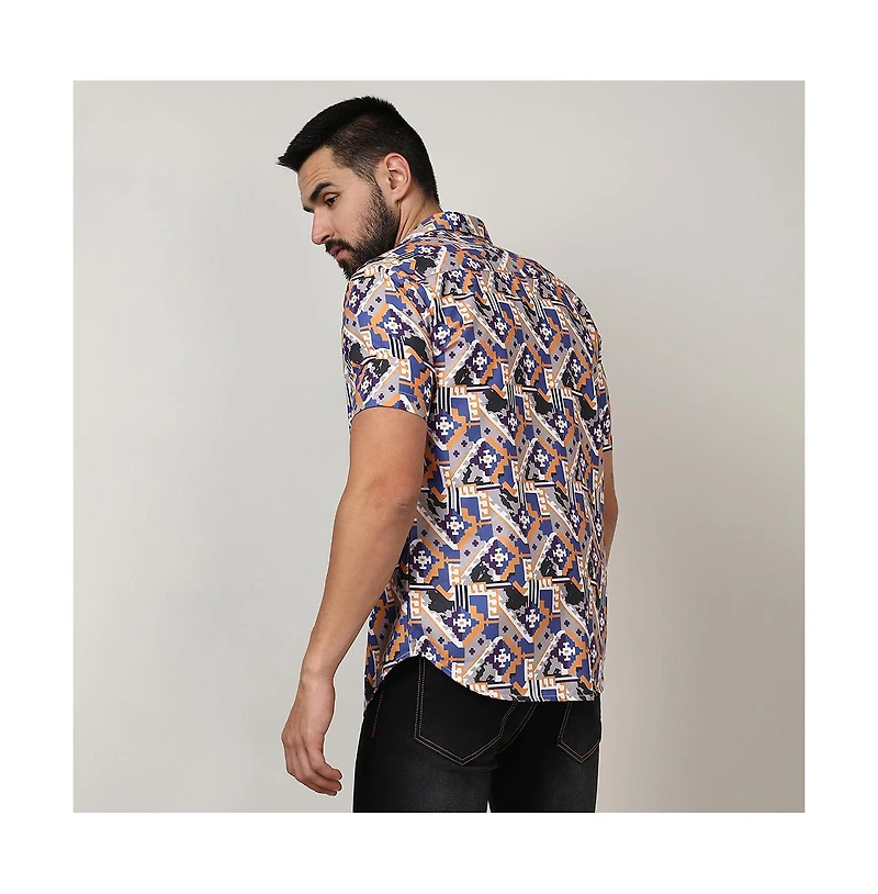 Men's Sienna Brown & Indigo Blue Bohemian Shirt