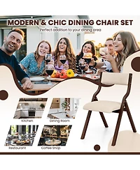 Sugift Set of 2 Wooden Folding Dining Chair with Linen Fabric Padded Seat and Backrest