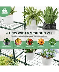 Vebreda Walk-in Greenhouse with 3 Tiers 8 Shelves Pvc Cover Roll-up Zippered Door