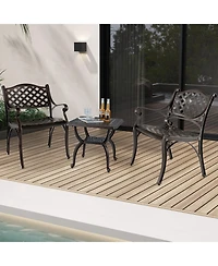 Vebreda Cast Aluminum Dining Chairs Set of 2 with Patio Chairs Armrests Flower Pattern