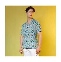 Campus Sutra Men's Sky Blue Foliage Shirt