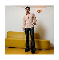 Men's Beige Self-Design Intertwine Shirt