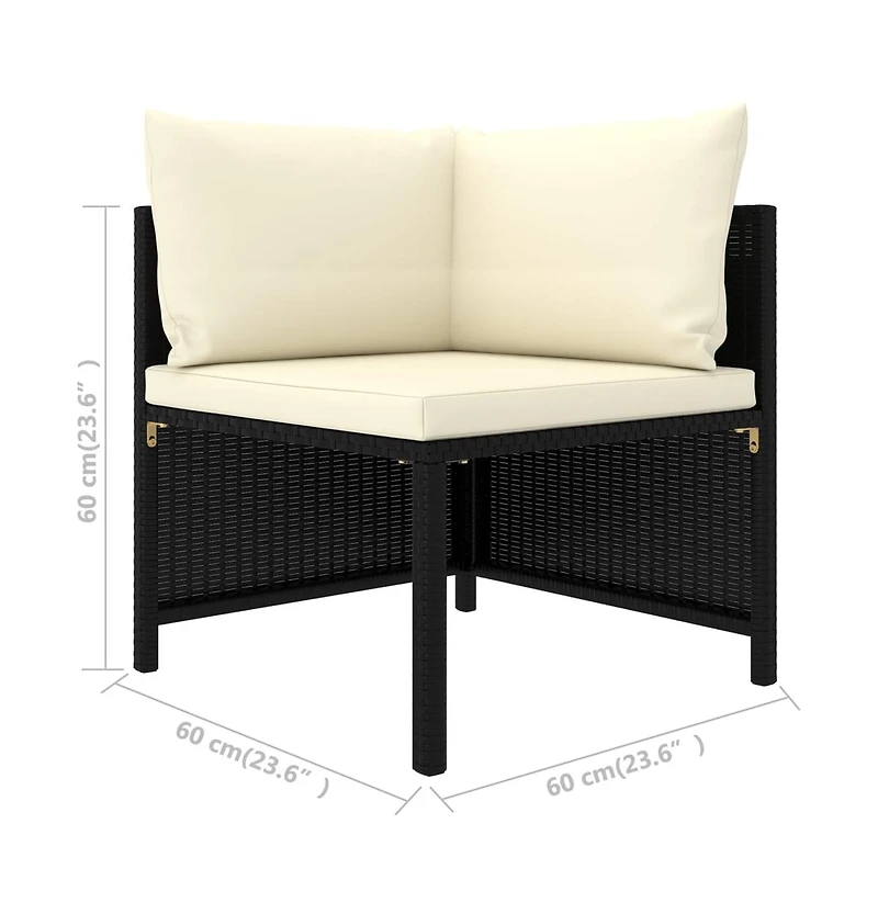vidaXL 5 Piece Patio Sofa Set with Cushions Black Poly Rattan