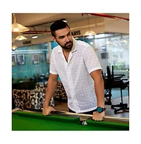 Men's Chalk White Floral Embroidered Shirt