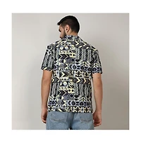 Men's Sky Blue & Lemon Yellow Bohemian Shirt