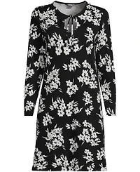 Lands' End Women's Cotton Interlock Long Sleeve Above the Knee Nightgown