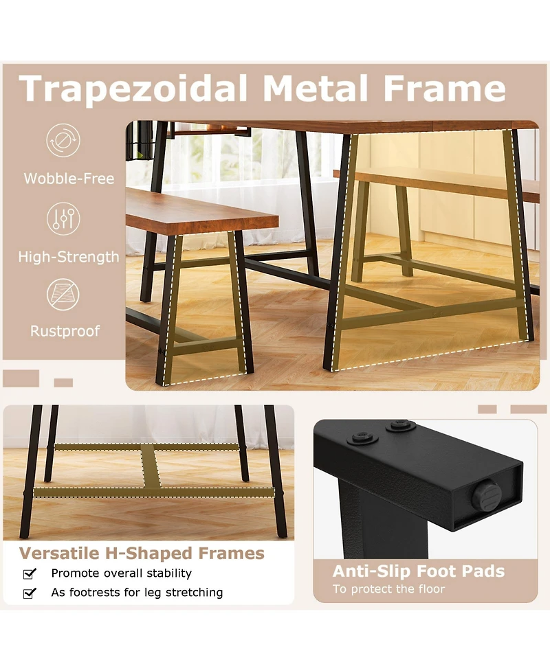 Sugift Dining Table Set for 5-7 with 2-Bottle Wine Rack and Condiment Holder