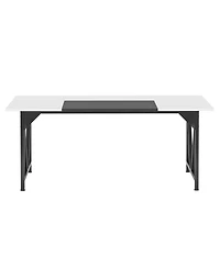 Tribesigns 80'' Executive Desk, L-Shaped Office Table with 55'' Cabinet, Large Computer Desk with Storage Drawers and Shelve