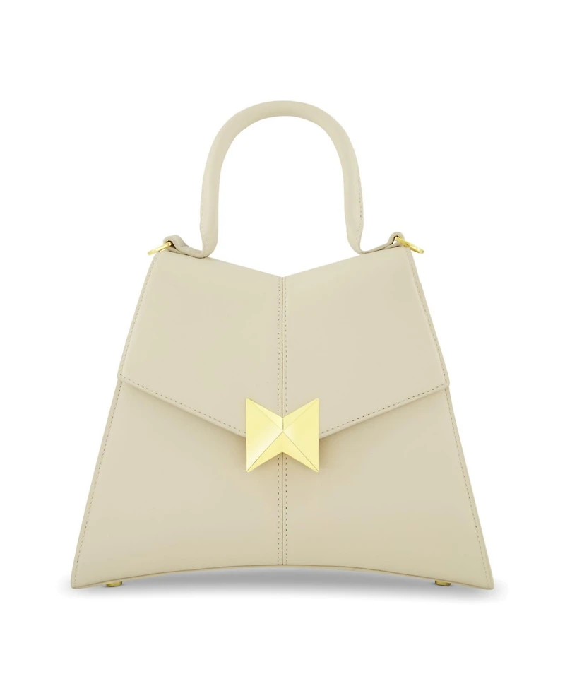 Gold Plated Hardware Angular Leather Handbag