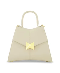 Gold Plated Hardware Angular Leather Handbag