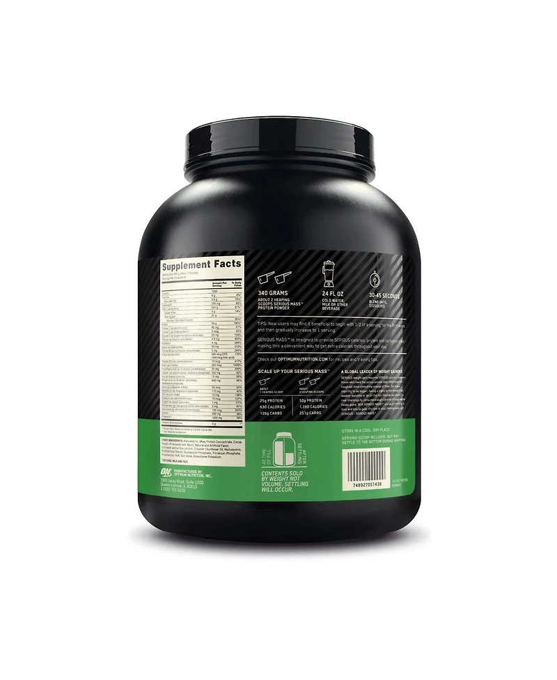 Optimum Nutrition, Serious Mass, Chocolate Peanut Butter, 6 lb, 8 Servings