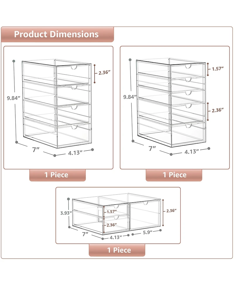 Sorbus Drawers Acrylic Organizer for Makeup, Organization and Storage, Art Supplies, Jewelry, Stationary