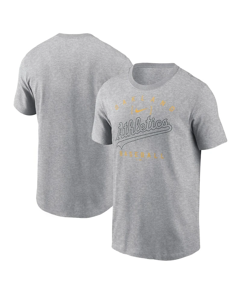Nike Men's Heather Gray Oakland Athletics Home Team Athletic Arch T-Shirt
