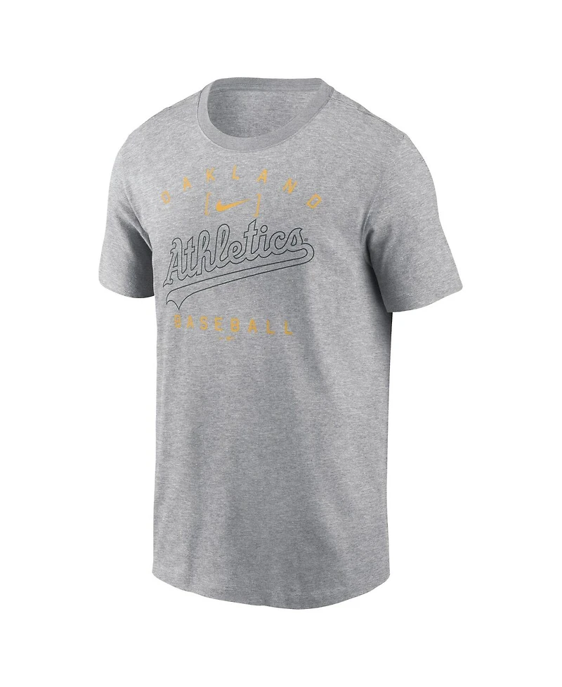 Nike Men's Heather Gray Oakland Athletics Home Team Athletic Arch T-Shirt