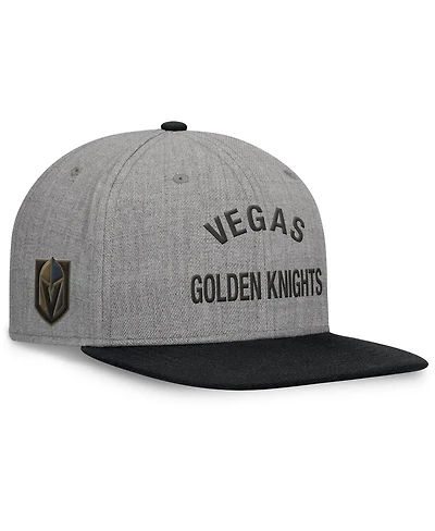 Fanatics Men's Heather Gray Vegas Golden Knights Elements Flat Brim Leather Strapback Hat
